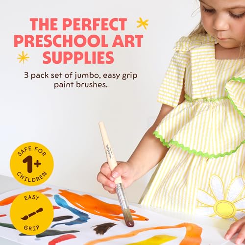 Honeysticks Jumbo Paint Brushes Set (3 Pack) - Large, Easy to Hold and Use - size: Jumbo