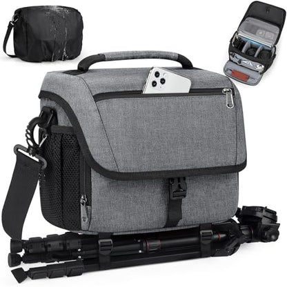 RAINSMORE Camera Bag, DSLR SLR Mirrorless Camera Case for Photographer - color: Grey