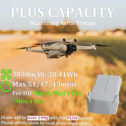 Mini 4 Pro Battery Plus for DJI, 2 Pack 3850mAh-7.38V Intelligent Flight Battery Plus for DJI Mini 3 Pro Series Drone Replacement - color: battery*2