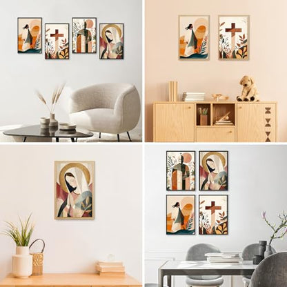 4 Pack Framed Paint by Numbers Kit for Adults, Christian, 8 x 12 Inch - color: TRTDOP4F202