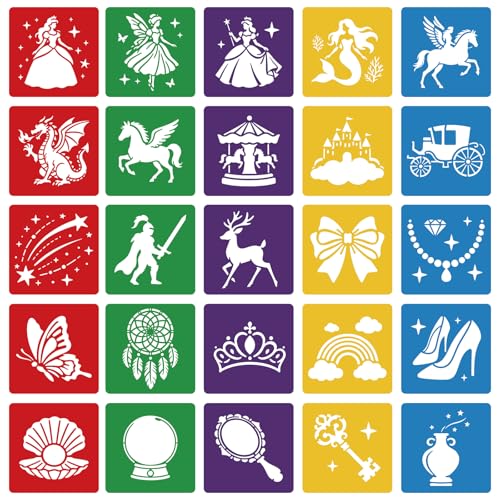 CUTHOLLOW 25 PCS Fairies and Castles Painting Shape Stencils Sets - style: Fairies and Castles