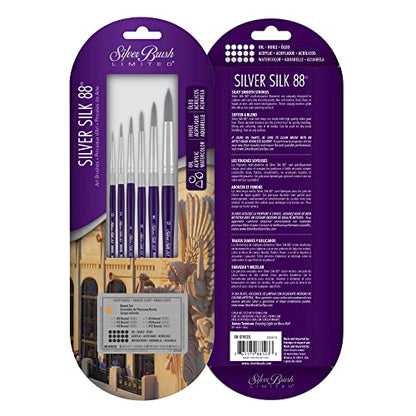 Silver Brush Limited Silver Silk 88 Round Acrylic Paintbrush Set, 6pc - color: Round Set, size: 6 Pc
