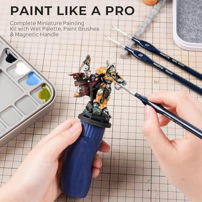 Nicpro Miniature Painting Kit with Wet Palette & Painting Handle - color: Blue