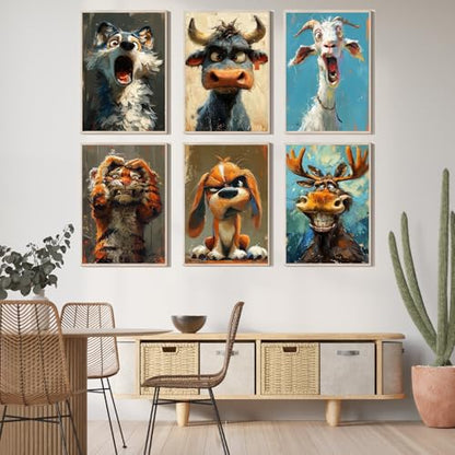 EIBEILI Diamond Art Kits for Adults-6P Funny Animal Diamond Painting Wall
