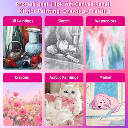 10 Pack 9"x12" Canvas Boards for Painting, Canvas Panels for Acrylics - size: 9x12" - 10Pack