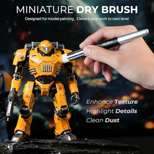 Nicpro Dry Brush Miniature Painting, 7 Sizes Drybrush with Storage Case