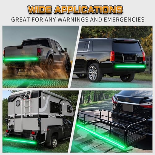 XRIDONSEN 60 inch Tailgate Strobe Lights Strip Green Emergency Lights - color: Green
