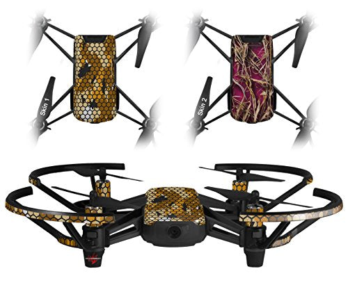 Skin Decal Wrap 2 Pack Compatible with DJI Ryze Tello HEX Mesh Camo 01 Orange Drone NOT Included