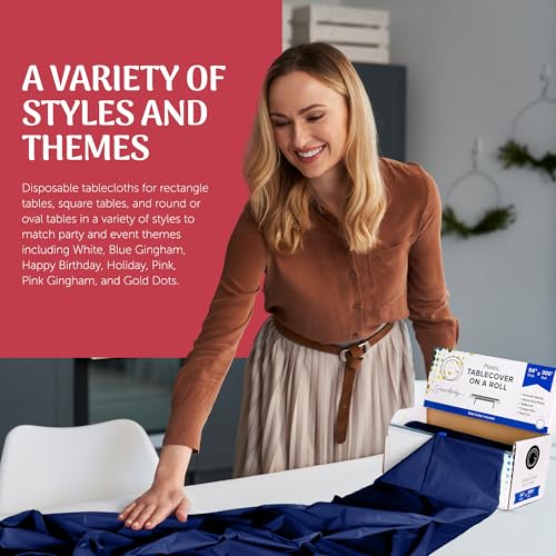 Grandipity Plastic Table Cloth Roll - 54in x 300 Ft. Table Cover Navy Blue - color: Navy Blue, size: 3600" x 54" (Rectangular)