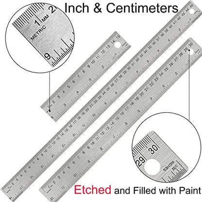 Metal Ruler with Cork Backing, 6+12+18 Inch, Non-Slip Straight Edge - style: 6+12+18 inch