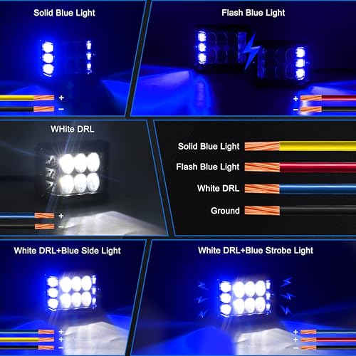 Blue Strobe LED Lights for UTV Pickup Van Boat Tractor Trailer Golf - color: Blue Side Shooter Lights
