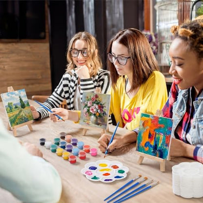 Qilery 24 Set 4 x 4 Inch Mini Canvas Panels Easel Painting Kit, 12 Colors - size: 4" X 4"