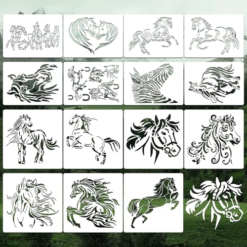 Horse Stencils for Crafts Reusable 15Pcs Art Painting Stencil - color: Horse
