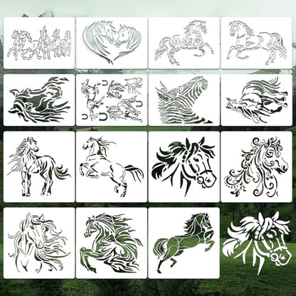 Horse Stencils for Crafts Reusable 15Pcs Art Painting Stencil - color: Horse