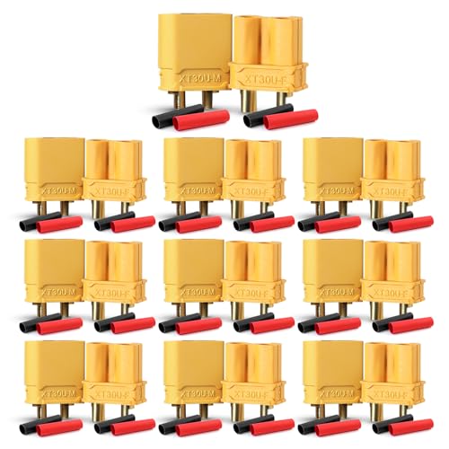 MADCATZ 10 Pairs XT30 Connectors with Heat Shrink Tubing - Male & Female Compatible for RC Drones, FPV, ESC, Battery Connections (20 Pcs) - color: 10 Pairs XT30, size: XT30