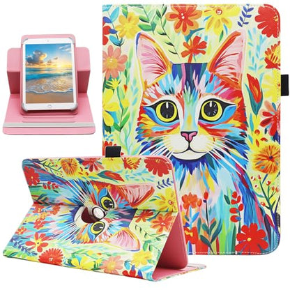 Universal 10 10.1 11 Inch Android 16 15 Tablet Case Cover - color: 03 Cat Flower
