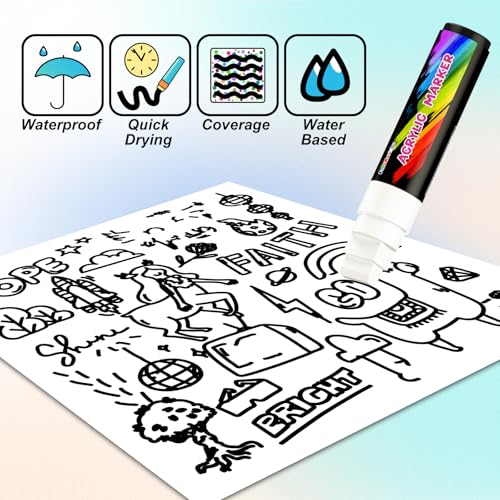 FansArriche Jumbo Poster Markers, 3 White 15mm Acrylic Paint Markers - color: 3 White