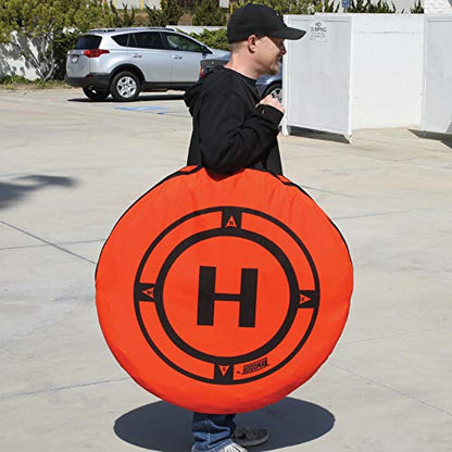 Hoodman 8 Foot Weighted UAV Drone Landing Pad fits Matrice 350, Freefly Alta, Sony Airpeak S1, Durable, No Stakes Required, collapses to 1/3 of deployed size - size: 8 Foot Pad