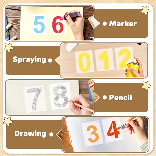 5Inch Number Stencils,10Pcs Plastic Reusable Washable Curb Stencil Kit - size: 5 INCH