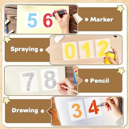 5Inch Number Stencils,10Pcs Plastic Reusable Washable Curb Stencil Kit - size: 5 INCH