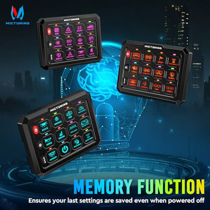 MICTUNING P1C+ RGB 12 Gang Switch Panel, IP67 Waterproof - color: Wired, size: 12 Gang