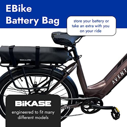 BiKase EBike Battery Bag - Waterproof & Fire Resistant, Mountable Battery Storage Bag, Fits Most Batteries, 245.0 cubic inches, Black, Solid - size: 3.5" x 3.5" x 21"