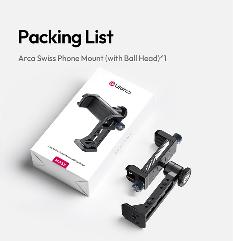 Ulanzi MA53 Universal Phone Tripod Mount Clamp, Metal with Dual Cold Shoes