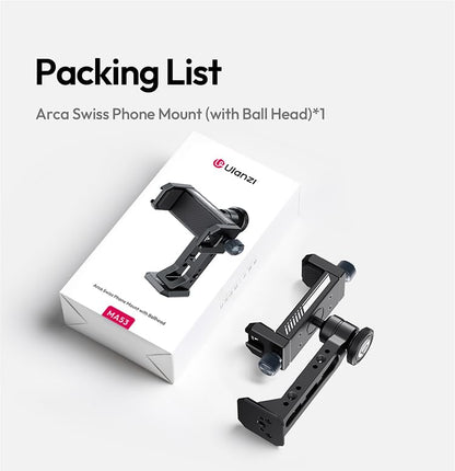 Ulanzi MA53 Universal Phone Tripod Mount Clamp, Metal with Dual Cold Shoes