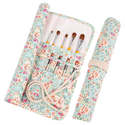 Framendino, 20 Slot Paint Brush Holder Canvas Storage Artist Organizer Roll-Up Case Bag