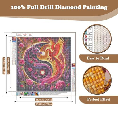 DIY Diamond Art Kits for Adults, Dragon and Phoenix Diamond Painting Kits - color: CM067