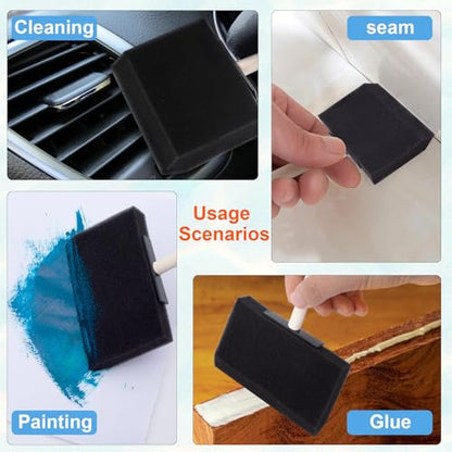 3pcs Foam Paint Brushes, 4 Inch Wood Handle Sponge Paint Brush, Sponge Painting Tool for Details, Staining, Varnishes, Large Area and DIY Craft Projects- Black - color: Black-3pcs-4"