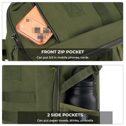 ArcEnCiel 10L/20L Mini X-Small Tactical Backpack MOLLE Daypack Gear Pack Camping Bag with Patch - color: Green, size: 20L