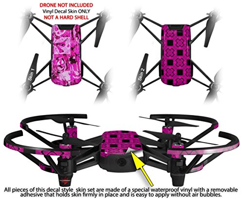 Skin Decal Wrap 2 Pack Compatible with DJI Ryze Tello Pink Plaid Graffiti Drone NOT Included