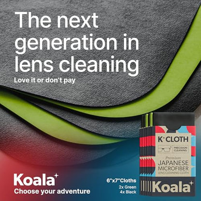 Koala Lens Cleaning Cloth | Japanese Microfiber | Black & Green (Pack of 6) - color: Black / Green, size: 6 Pack