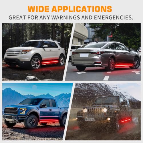 XRIDONSEN 2 Pack 60 inch Red Running Board Emergency Lights Strip - color: Red