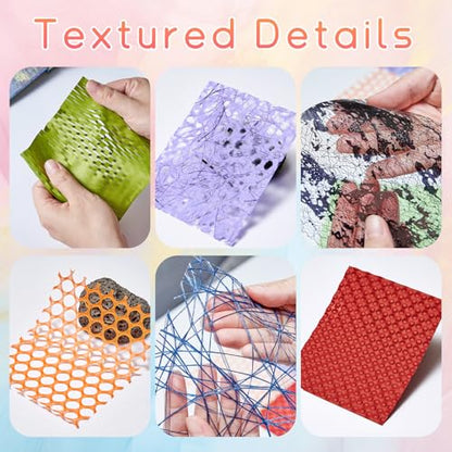 Scrapbook Supplies 208 Sheets Textured Scrapbooking Papers with Mesh Fabric - color: 8 Colors-5.9x4.7 Inch