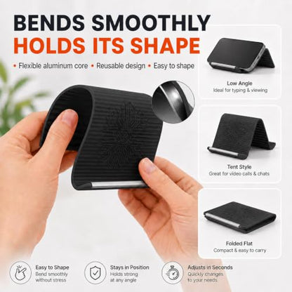 Foldable Silicone Aluminum Phone Holder, Folded into Any Shape - color: Black-1PCS