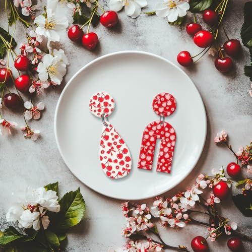 CHGCRAFT Cherry Polymer Clay Texture Sheets Flowers Bow Silicone Texture Stamp Clay Modeling Pattern Pad Texture Sheets for Polymer Clay Making Earrings Jewelry - style: Cherry
