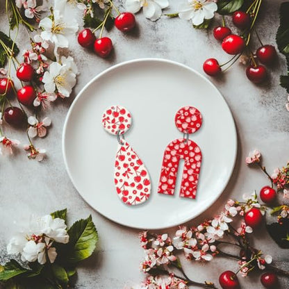 CHGCRAFT Cherry Polymer Clay Texture Sheets Flowers Bow Silicone Texture Stamp Clay Modeling Pattern Pad Texture Sheets for Polymer Clay Making Earrings Jewelry - style: Cherry
