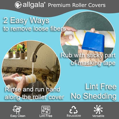 Allgala Paint Roller Covers, 24 Pack 9 Inch Shedless Lint Free Painter Roller Covers 1/2 in Roller Naps for Paint Roller Kit - size: 9" (Pack of 24)