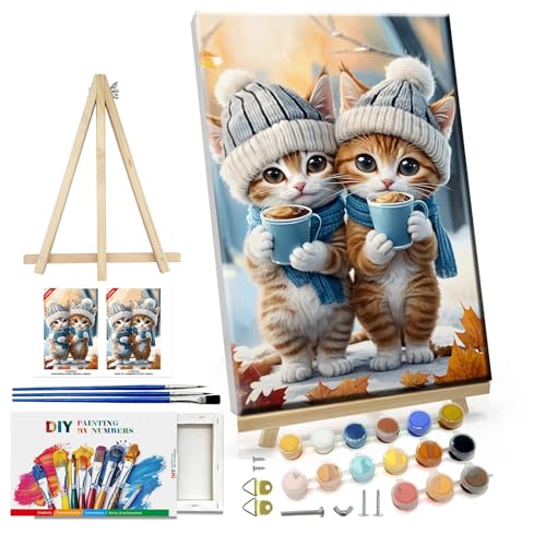 ATDMS Paint by Numbers Kits for Adults, Cats Paint by Number with Frame - color: Cute Cats 229