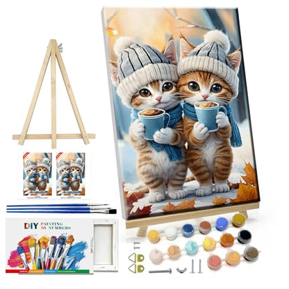 ATDMS Paint by Numbers Kits for Adults, Cats Paint by Number with Frame - color: Cute Cats 229