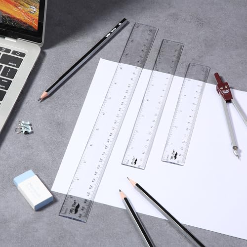 Mr. Pen- Clear Ruler Set, 3 Pack, 6", 8" and 12 Inch, Easy-to-Read Markings
