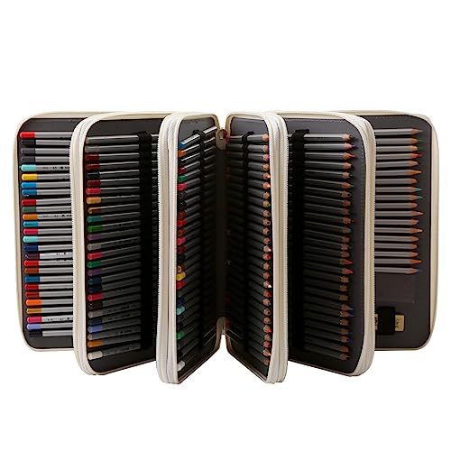 250 Slots Pencil Case 5-Layer Zipped Holder w/Handle - color: White + Flower, size: 250
