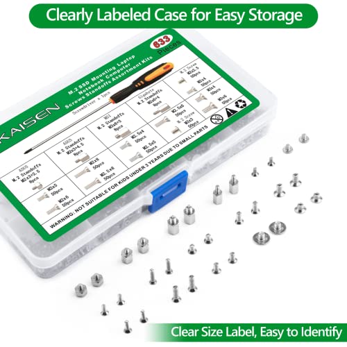 633Pcs M.2 SSD Screw Kit, Motherboard Standoffs PC Screws Set - color: 633 Pcs Silver M.2 Screw