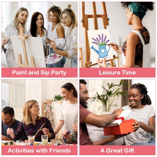 8 Pack Pre Drawn Canvas Painting Kits for Adults Sip and Paint Kit - size: 8x10, style: Floral Pattern,without Frame