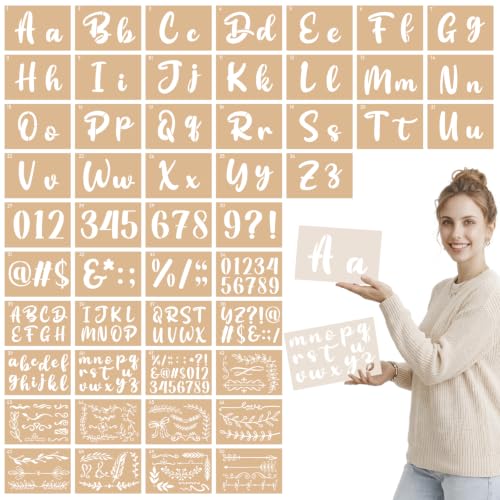 Patemby Calligraphy Stencil Kit, 50 Pack Crafts Reusable Alphabet Templates