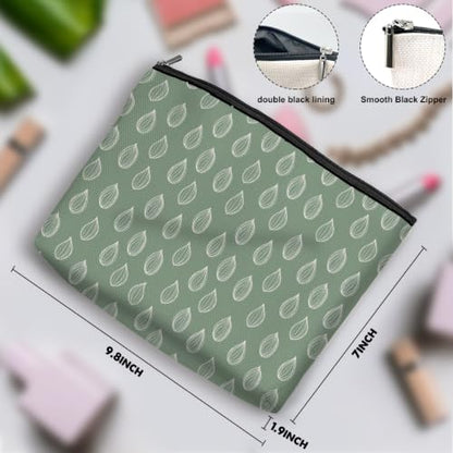 Green Drawn Rain Makeup Bag, Boho Makeup Organizer Cosmetic Bags for Women - color: GreenSeed