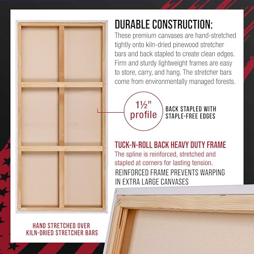U.S. Art Supply 24"x60" Stretched Canvas for Painting, Gallery Depth 2-Pack - size: 24" x 60"