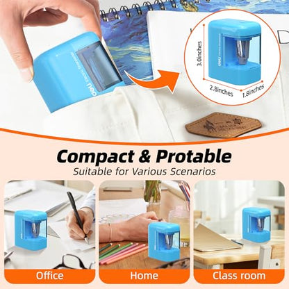Deli Electric Pencil Sharpener, Battery Operated Portable Pencil Sharpener - color: Blue
